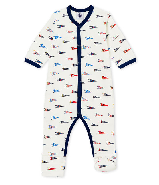 Tutina con piedini reversibili bebé maschio bianco MARSHMALLOW/bianco MULTICO