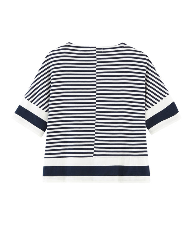 T-shirt grafica maniche corte donna blu/bianco