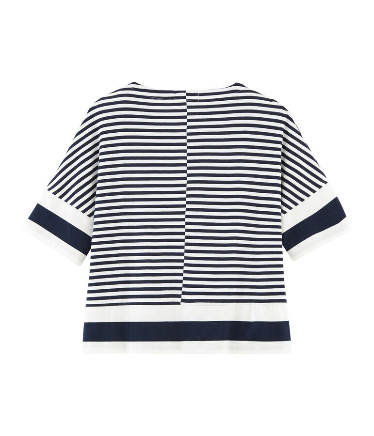 T-shirt grafica maniche corte donna blu SMOKING/bianco MARSHMALLOW