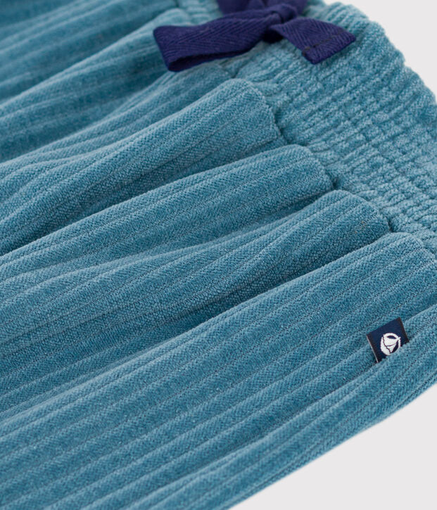 Pantaloni in velluto fine bambina blu