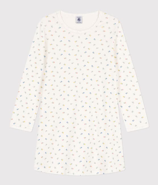 Camicia da notte bambina in cotone a fiori bianco MARSHMALLOW/bianco MULTICO