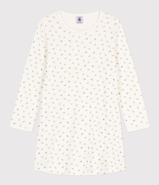 Camicia da notte bambina in cotone a fiori bianco MARSHMALLOW/bianco MULTICO