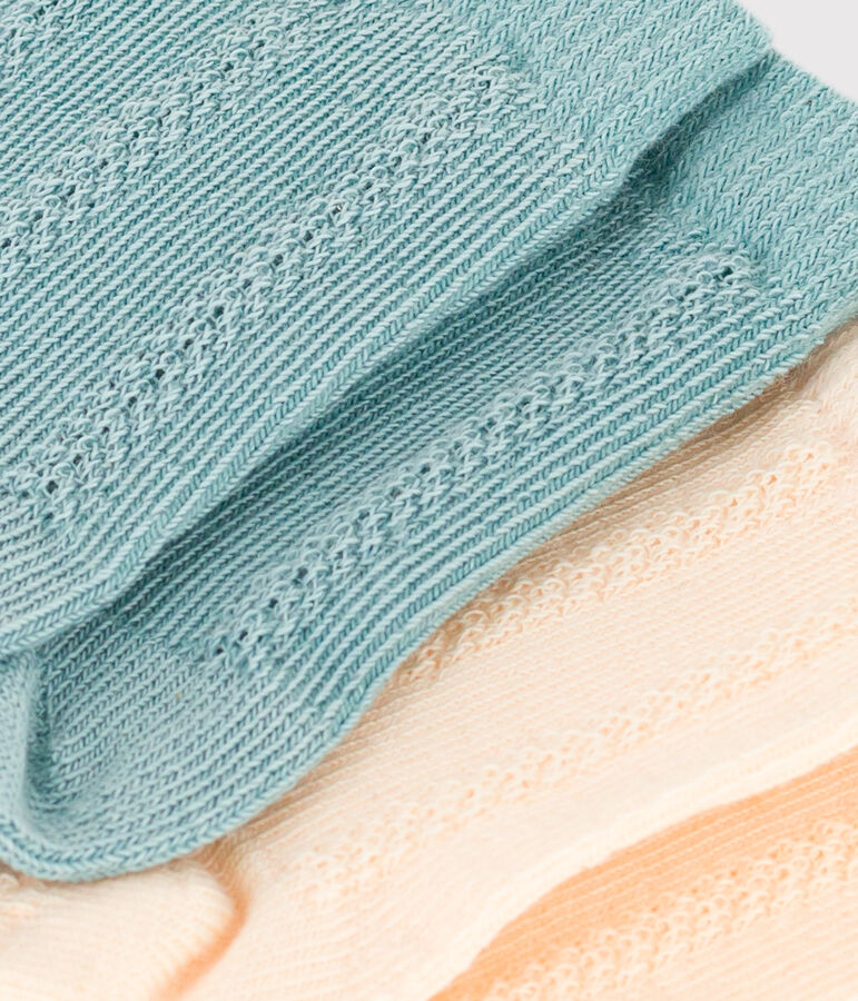 Set di 2 paia di calzini beb&egrave; in jersey di cotone tinta unita multicolore