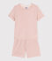 Pigiama corto bambina in cotone traforato tinta unita rosa SALINE