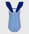 Costume da bagno intero a righe bambina blu SURF/bianco MARSHMALLOW