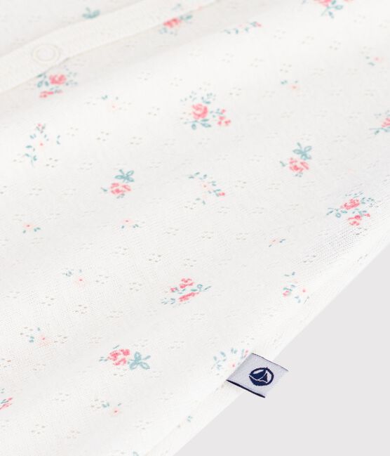 Tutina corta in cotone a fiori neonato bianco MARSHMALLOW/bianco MULTICO