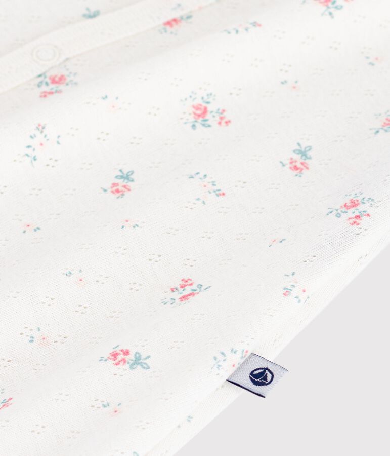 Tutina corta in cotone a fiori neonato bianco/multicolore