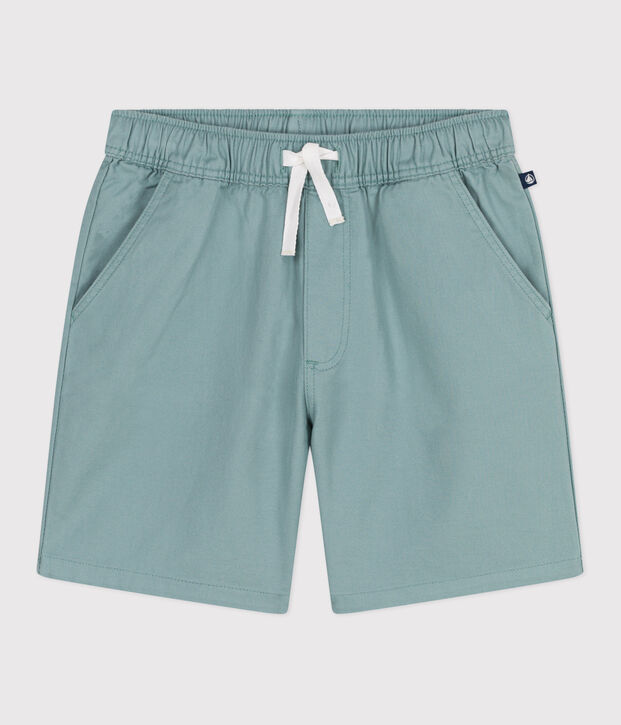 Bermuda corti in cotone tinta unita bambino verde