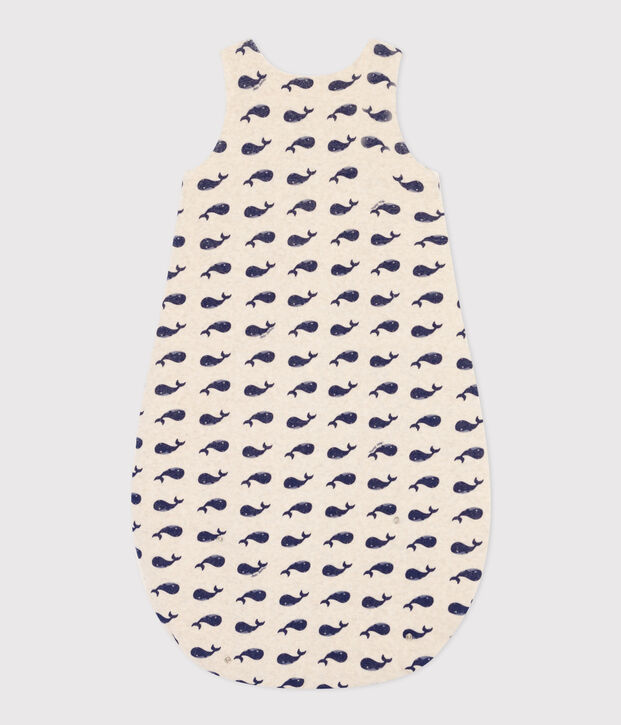 Sacco nanna neonato in ciniglia con motivo balena TOG 3 beige/blu