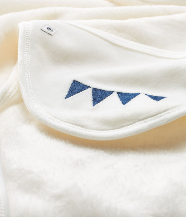 Mantella/plaid bambino in pile bianco/blu