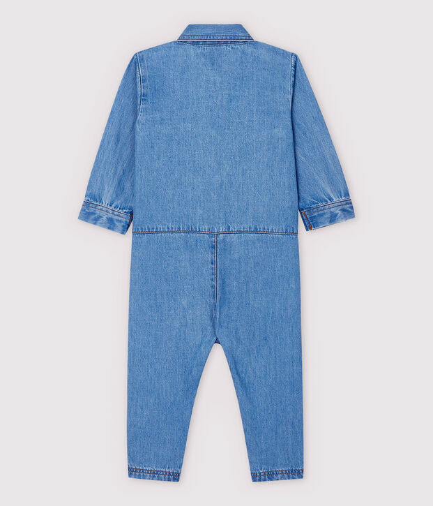 Tutina lunga in denim chiaro beb&egrave; maschio blu