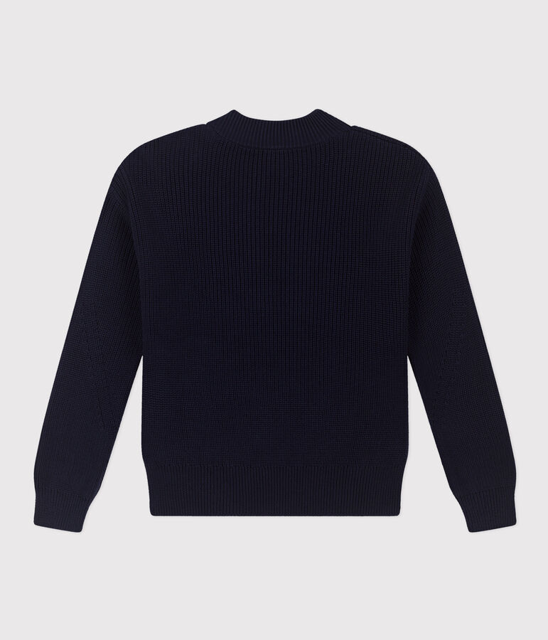 Maglione a costa inglese in cotone donna blu