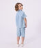 Bermuda corti in cotone tinta unita bambino blu