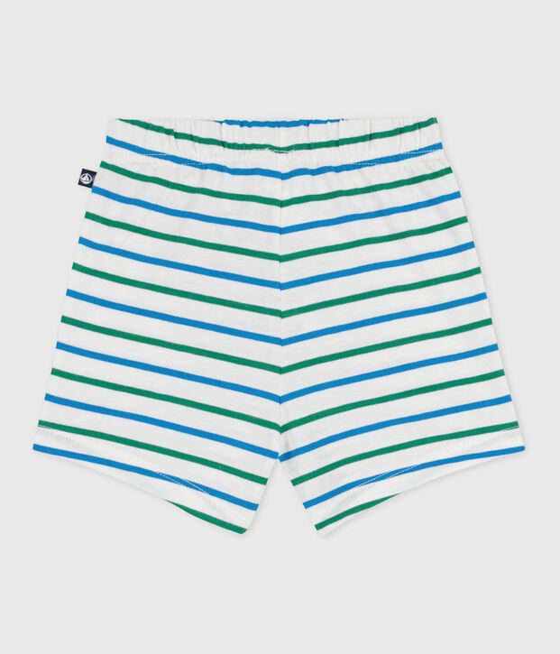 Shorts in cotone a righe bicolori neonato bianco/multicolore