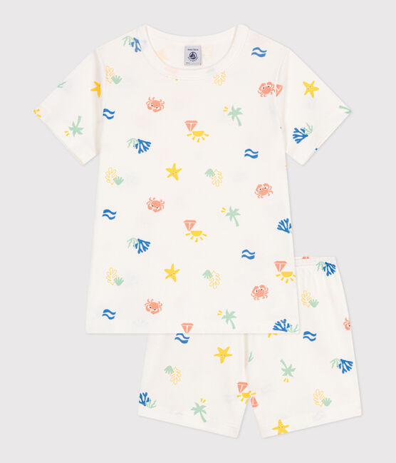 Pigiama corto in cotone con stampa bambino bianco MARSHMALLOW/bianco MULTICO