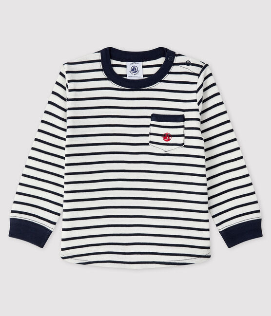 T-shirt bebè maschio bianco MARSHMALLOW/blu SMOKING