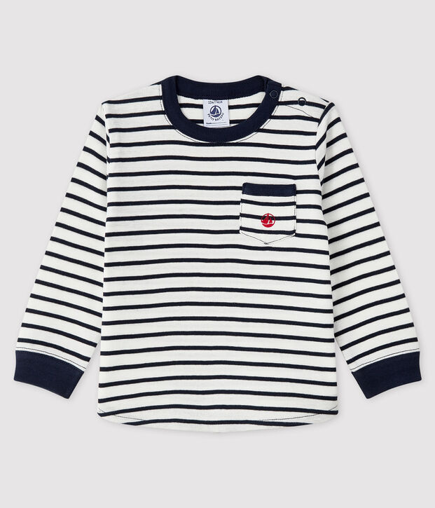 T-shirt beb&egrave; maschio bianco/blu
