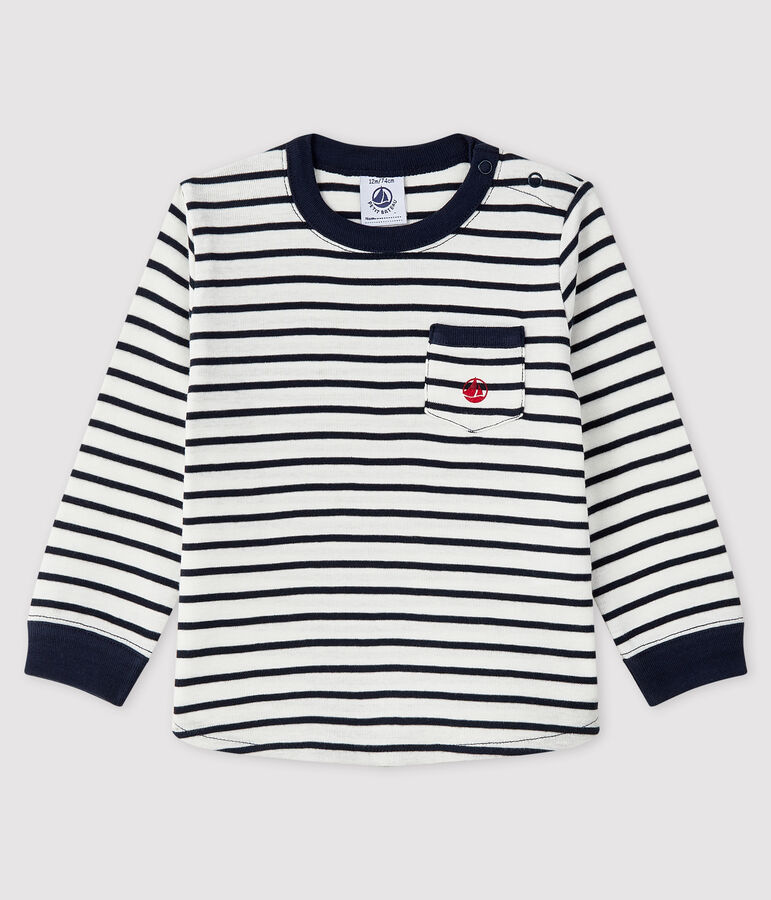 T-shirt beb&egrave; maschio bianco/blu