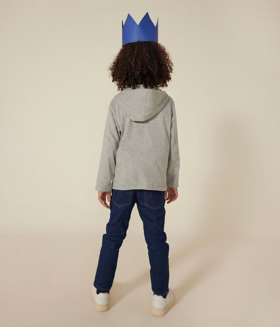 Felpa con zip e cappuccio a costina bambino grigio CHATON CHINE