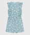 Tutina in cotone senza maniche a fiori bambina blu PAUL/bianco MARSHMALLOW