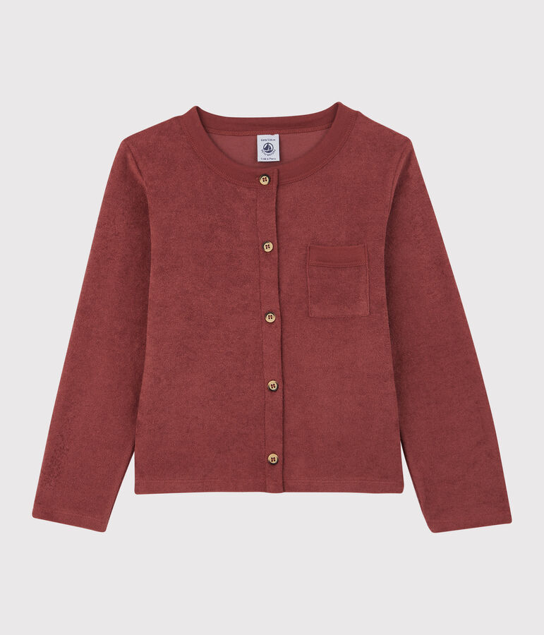 Cardigan in spugna bambina marrone OMBRIE
