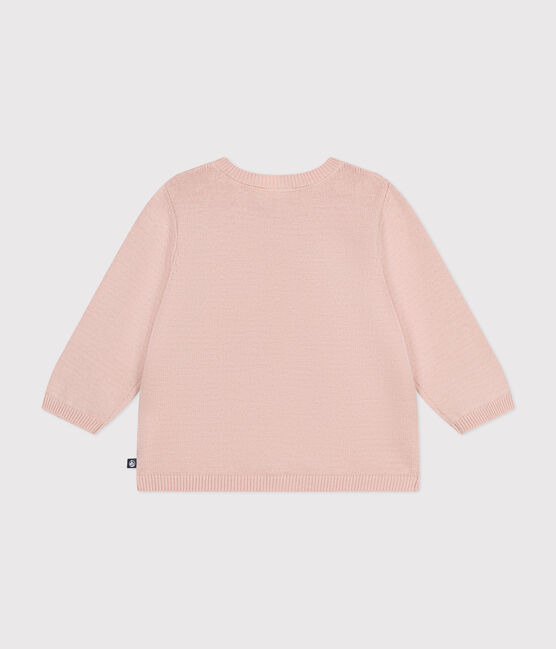 Cardigan bebè in tricot di cotone traforato rosa SALINE