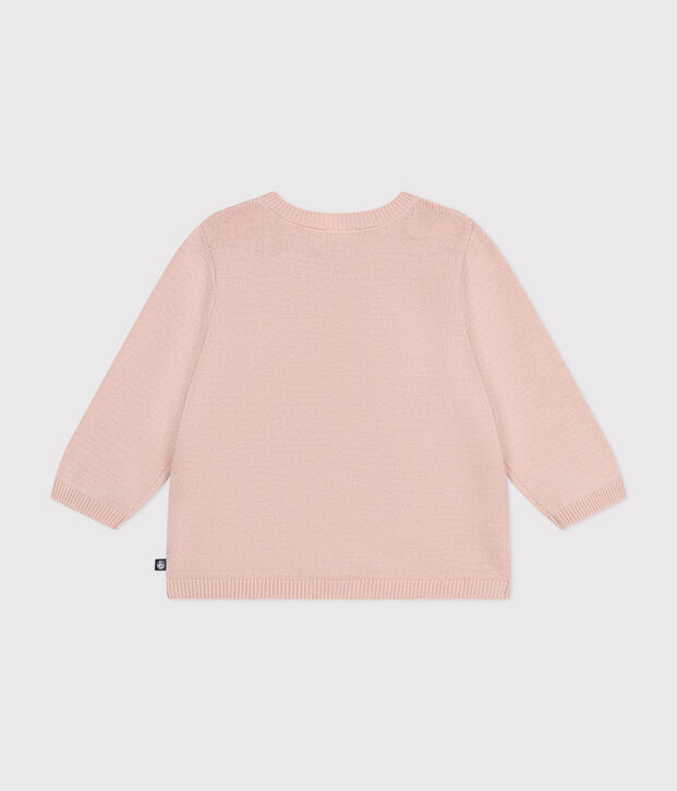 Cardigan beb&egrave; in tricot di cotone traforato rosa