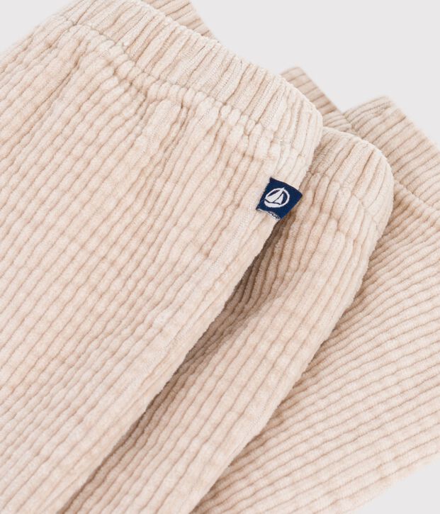 Pantaloni in velluto tinta unita neonato ecru