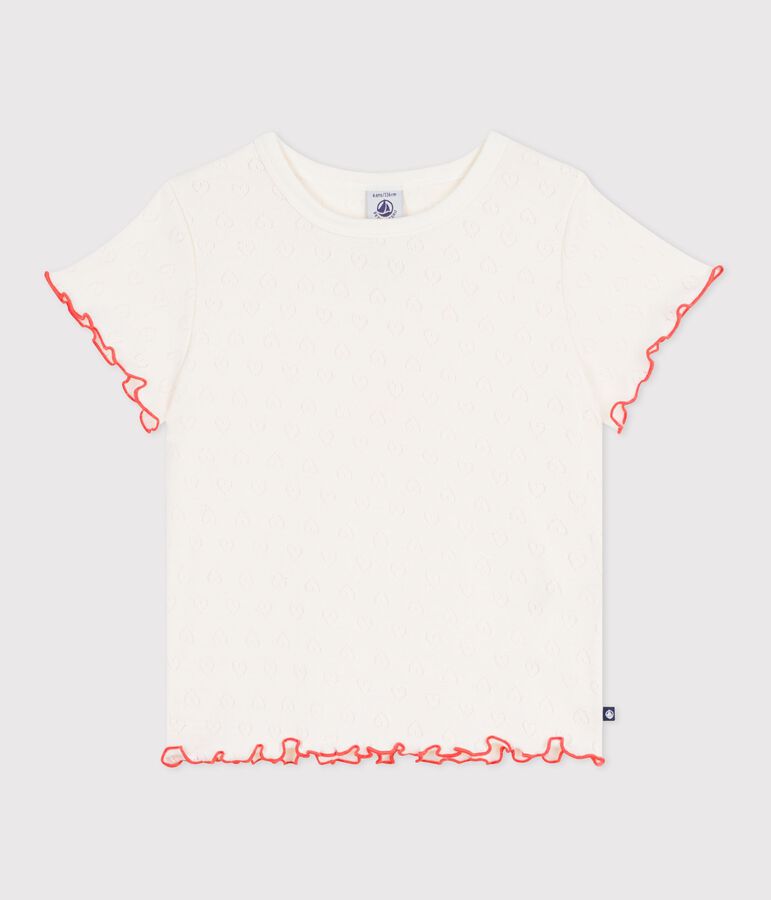 T-shirt a maniche corte in cotone bambina ecru