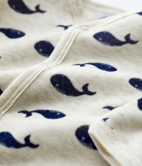 Tutina balena pigiama neonato in ciniglia beige MONTELIMAR/blu MEDIEVAL