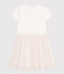 Abito a maniche corte in cotone e tulle bambina bianco MARSHMALLOW/rosa COPPER