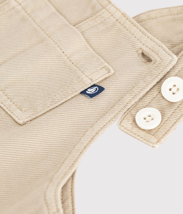 Salopette lunga in serge tinta unita neonato beige