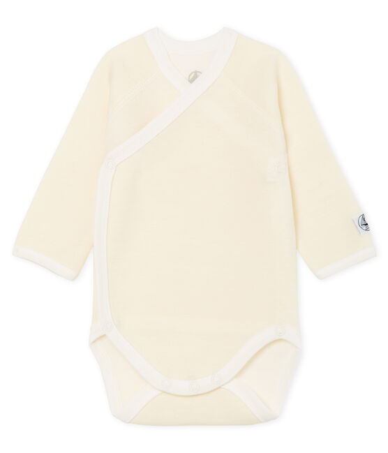 Body nascita manica lunga bebè in lana e cotone bianco MARSHMALLOW CN