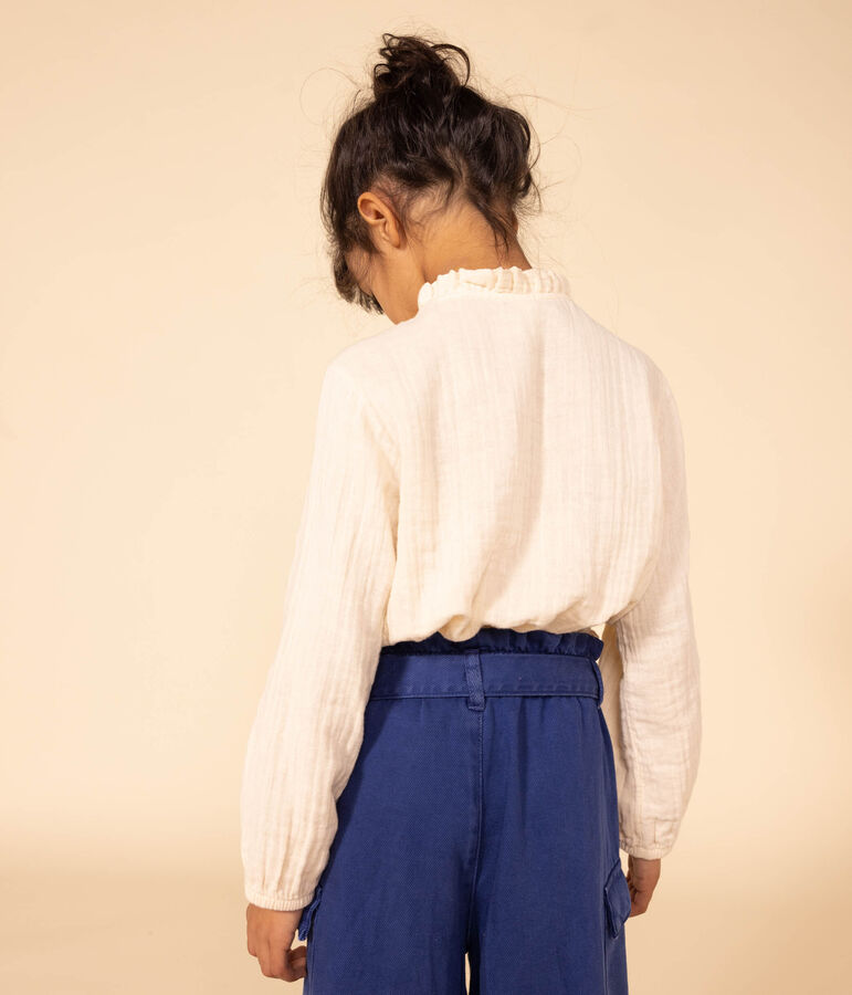 Blusa in garza di cotone bambina ecru AVALANCHE