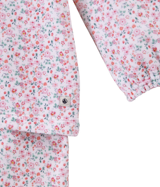 Pigiama bambina in velluto stampato bianco ECUME/bianco MULTICO