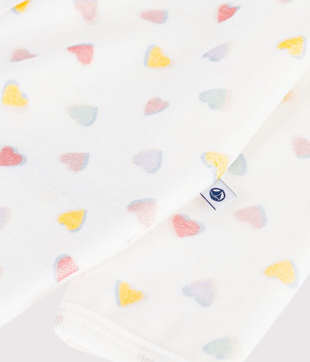 Pigiama in ciniglia senza piedini con stampa a cuori neonato bianco/multicolore