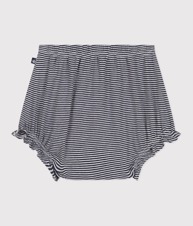 Bloomer in cotone millerighe neonato blu/bianco