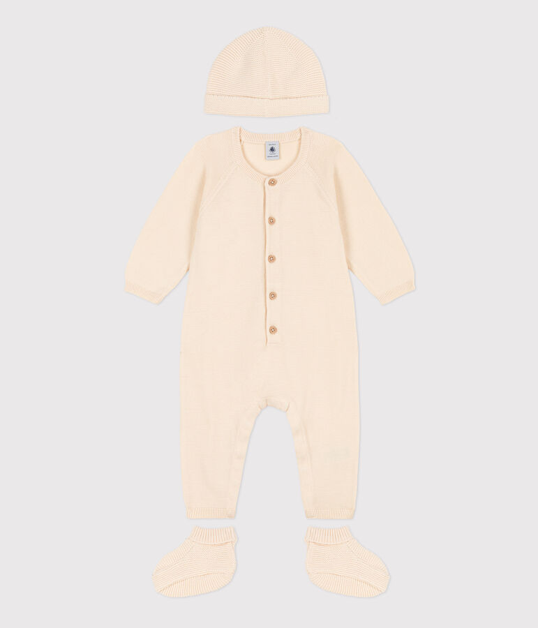 Scatola regalo per la nascita lavorata a maglia multicolore