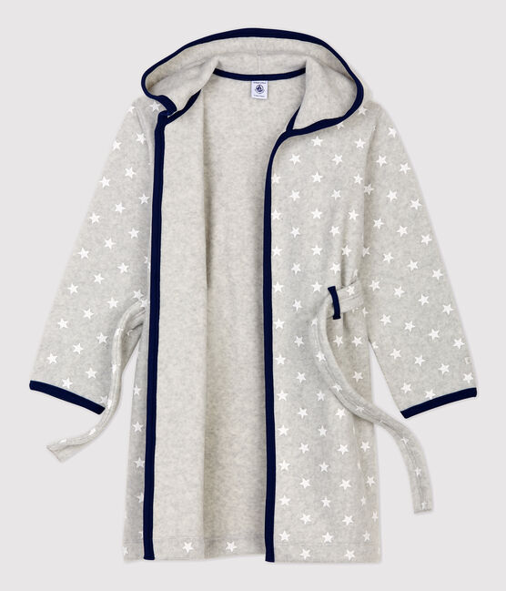 Vestaglia bambina/bambino in pile fantasia stellata grigio BELUGA/bianco ECUME