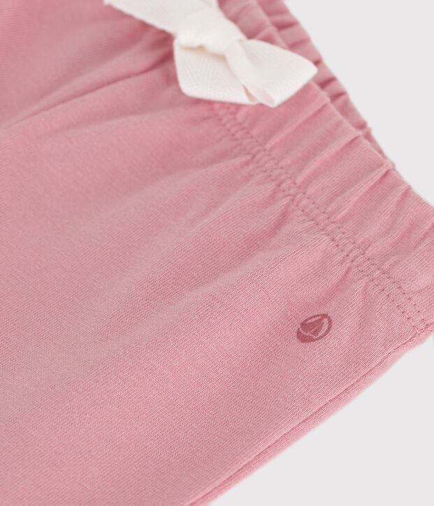 Shorts in cotone tinta unita neonato rosa