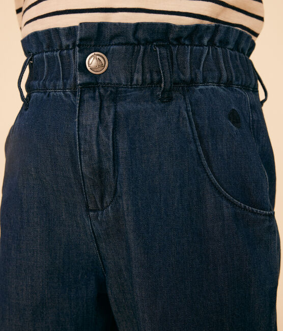Pantaloni dritti in denim leggero bambina blu DENIM