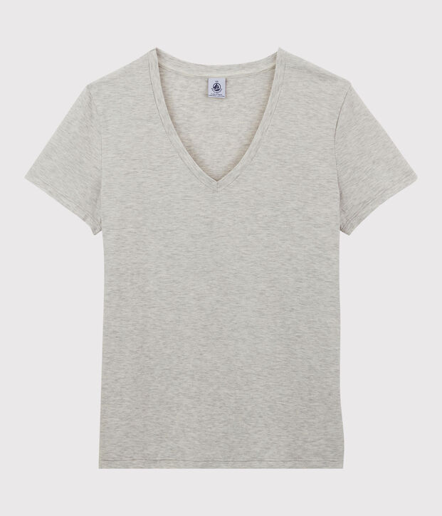 T-shirt LE DROIT in cotone con scollo a V Donna BELUGA CHINE