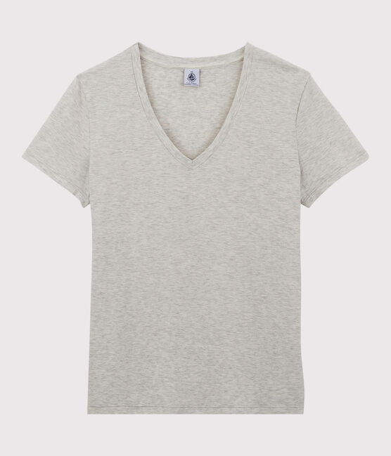 T-shirt LE DROIT in cotone con scollo a V Donna grigio BELUGA CHINE