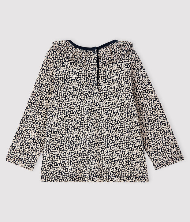 Blusa a manica lunga beb&egrave; femmina blu/bianco