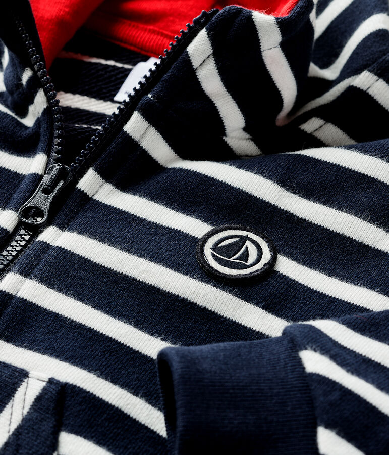 Felpa con cappuccio beb&egrave; maschietto blu SMOKING/bianco MARSHMALLOW