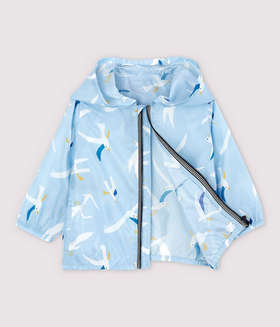 Giacca a vento leggera in poliammide riciclato bebè maschio blu JASMIN/bianco MULTICO