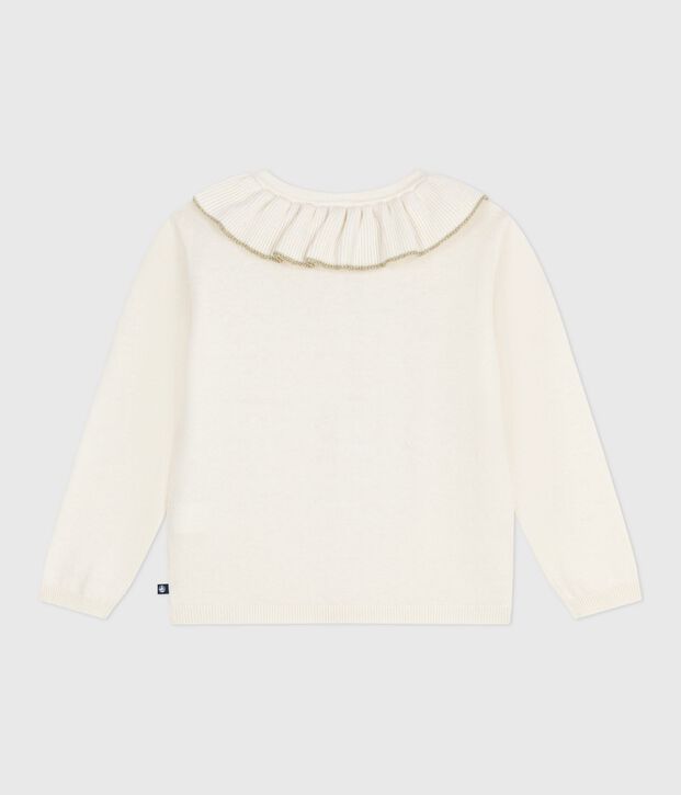 Cardigan in misto lana e cotone tinta unita bambina bianco/grigio
