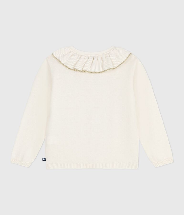 Cardigan in misto lana e cotone tinta unita bambina bianco/grigio