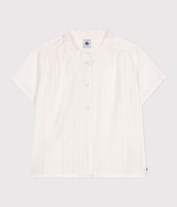 Blusa a maniche corte in cotone tinta unita bambina