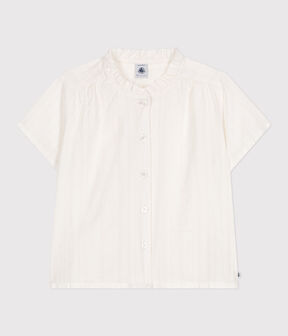 Blusa a maniche corte in cotone tinta unita bambina - 2